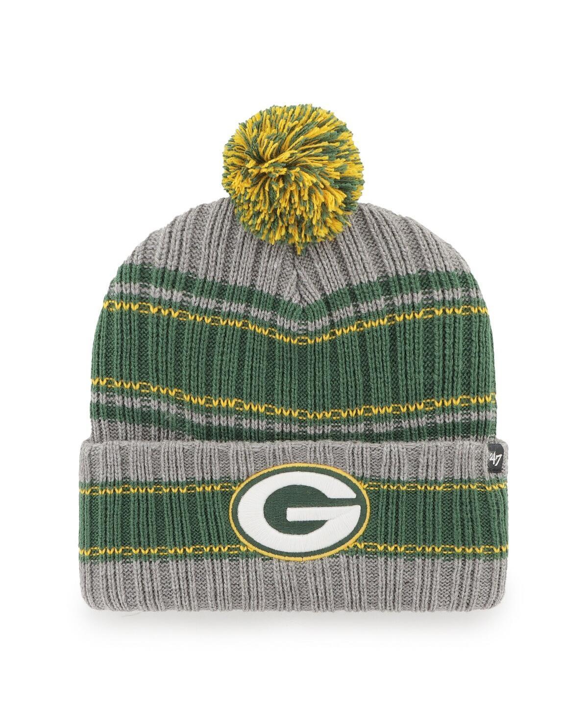 Mens 47 Brand Graphite Green Bay Packers Rexford Cuffed Knit Hat with Pom Product Image