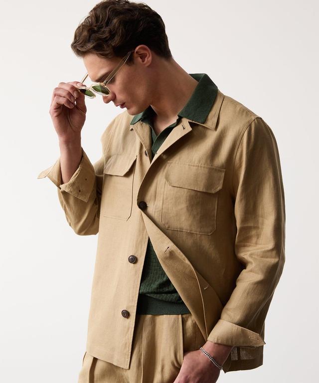 Linen Two-Pocket Overshirt in Pine Cone Product Image