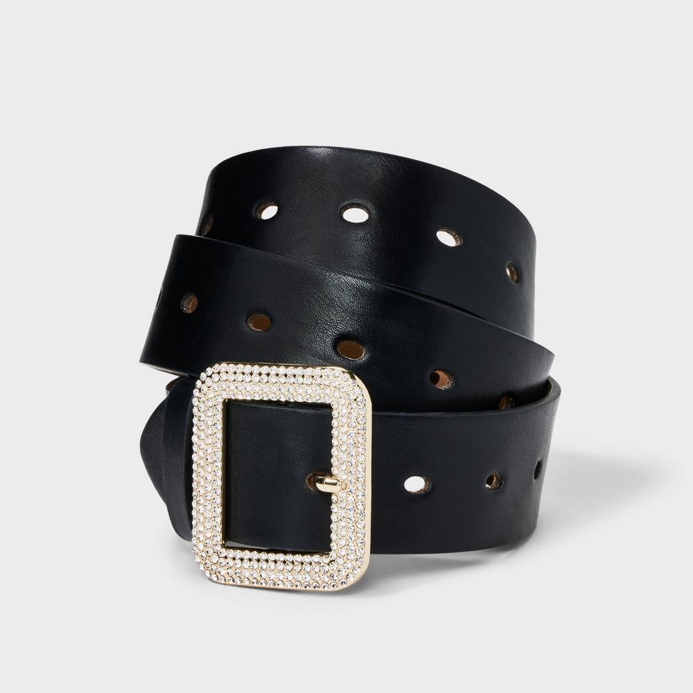 Womens Square Buckle Belt - A New Day Black Product Image