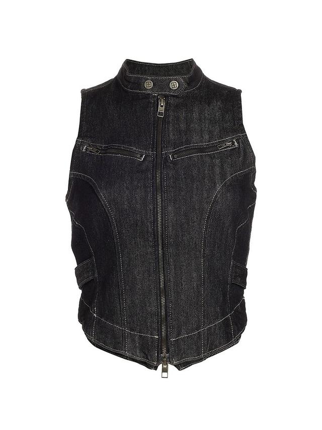 Womens Express To Mars Paradigm Denim Moto Vest Product Image