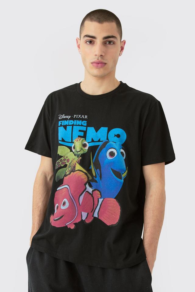 Mens Black Oversized Disney Finding Nemo License T-shirt, Black Product Image