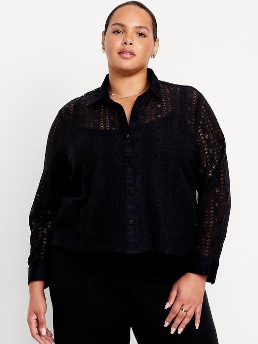 Lace Button-Down Shirt Product Image