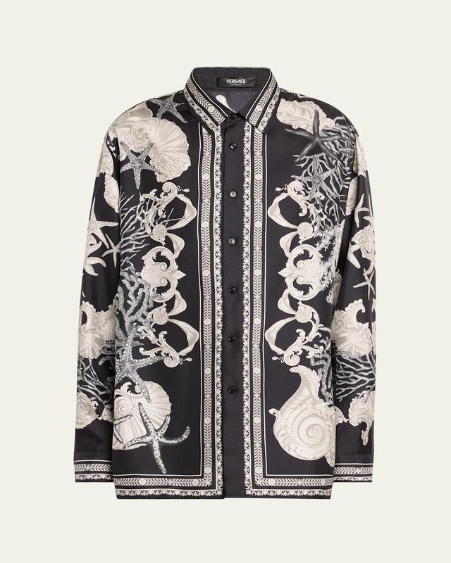 Mens Printed Silk Button-Down Shirt Product Image