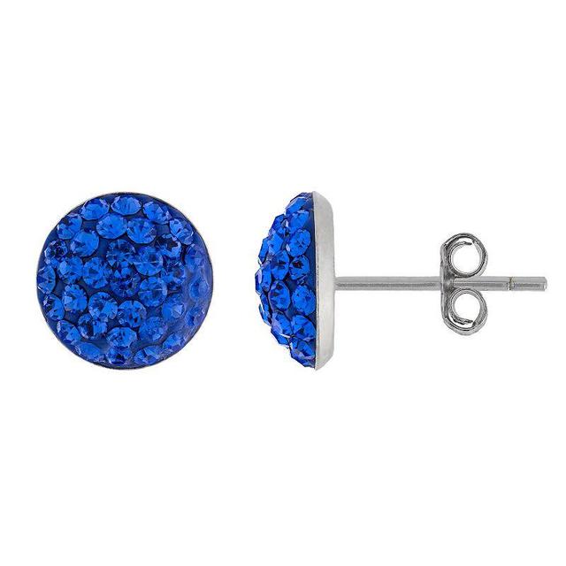 Main and Sterling Sterling Silver Crystal Half Ball Stud Earrings, Womens Blue Product Image