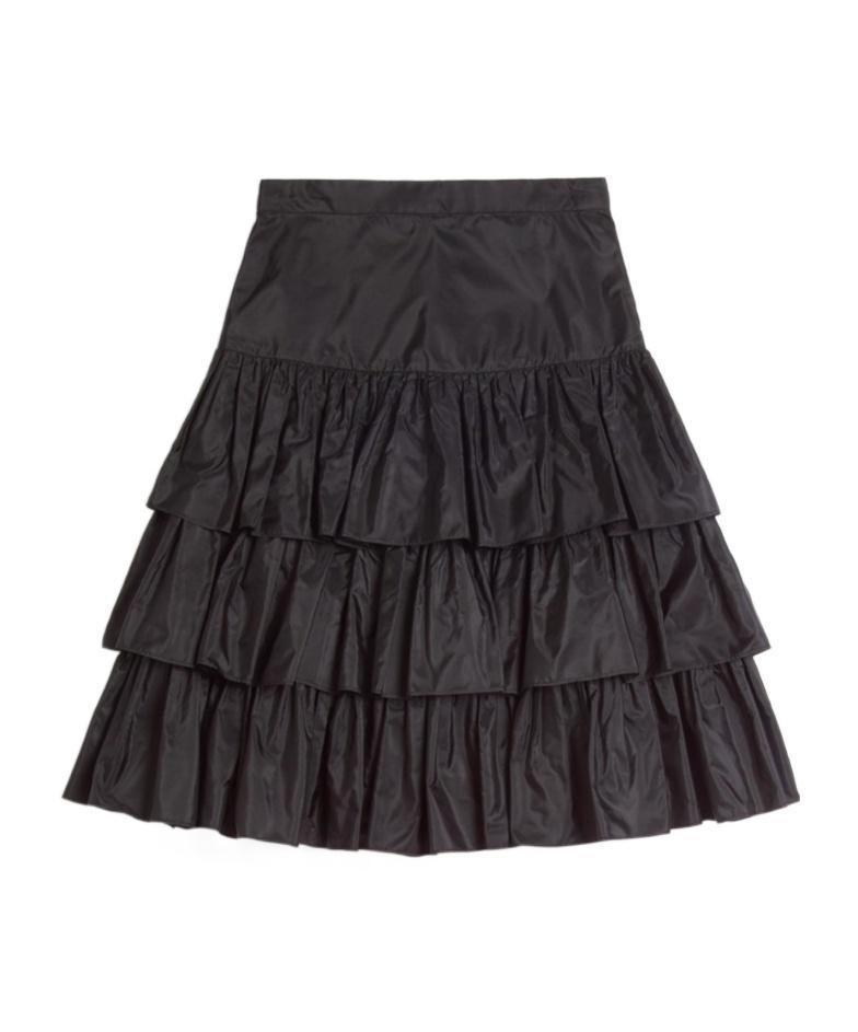 VALENTINO Silk Tiered Mini Skirt In Black Product Image