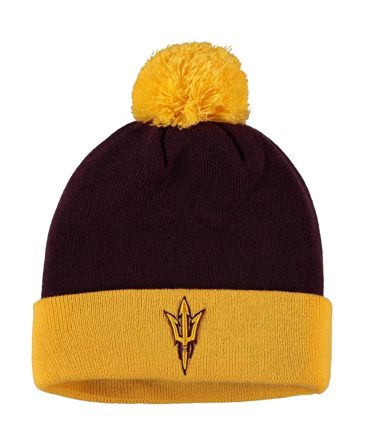 Mens Maroon and Gold Arizona State Sun Devils Core 2-Tone Cuffed Knit Hat with Pom - Maroon Product Image