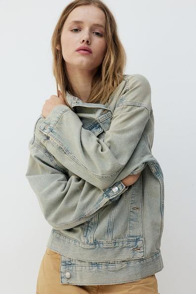 Oversized Distressed Denim Jacket Product Image