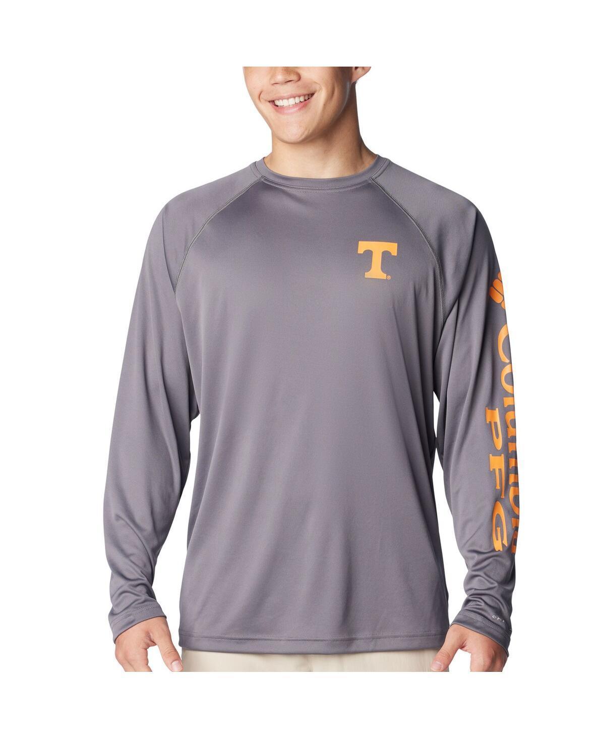 Mens Columbia Charcoal Tennessee Volunteers Terminal Tackle Omni-Shade Raglan Long Sleeve T-shirt Product Image