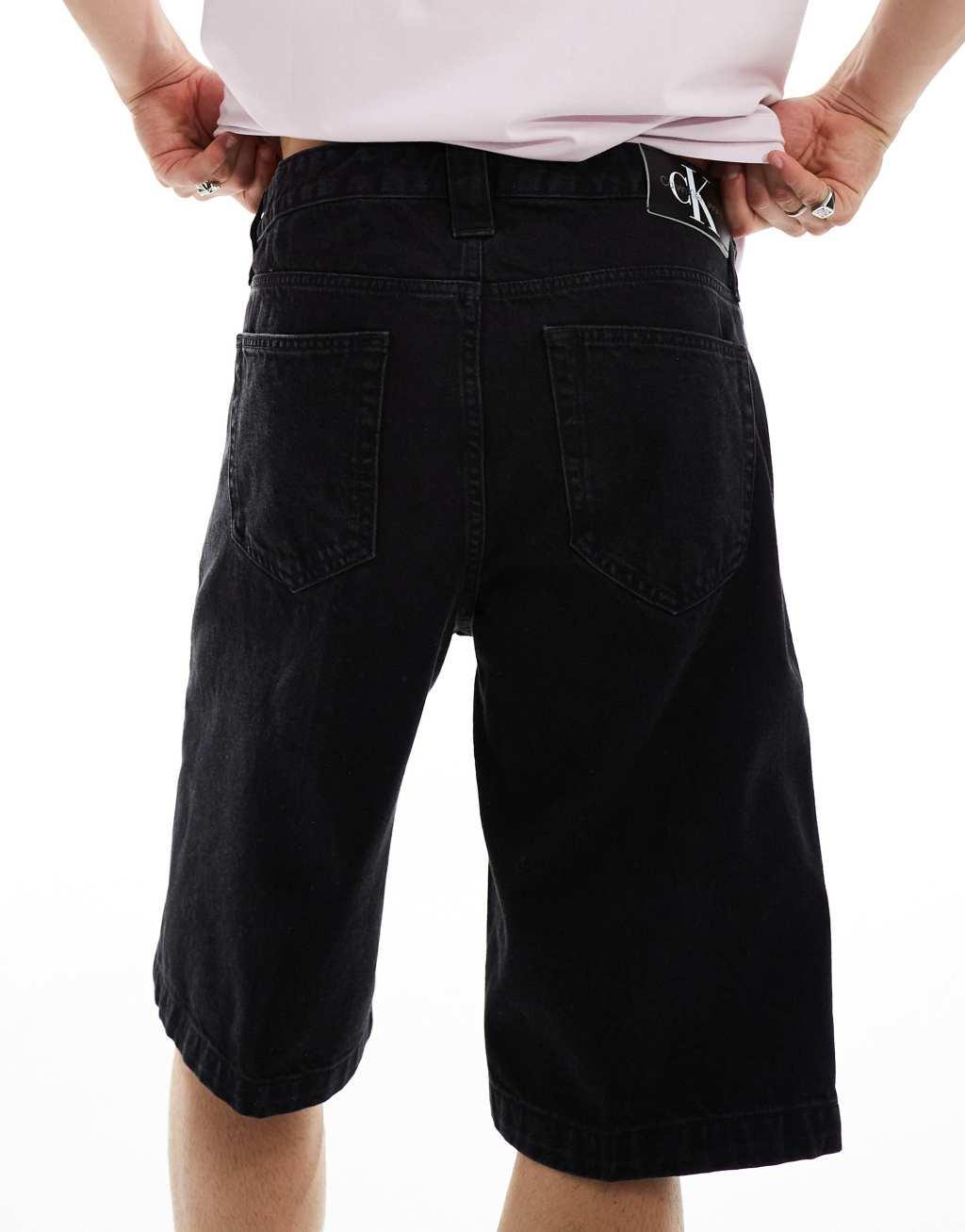 Calvin Klein Jeans denim jorts in black Product Image