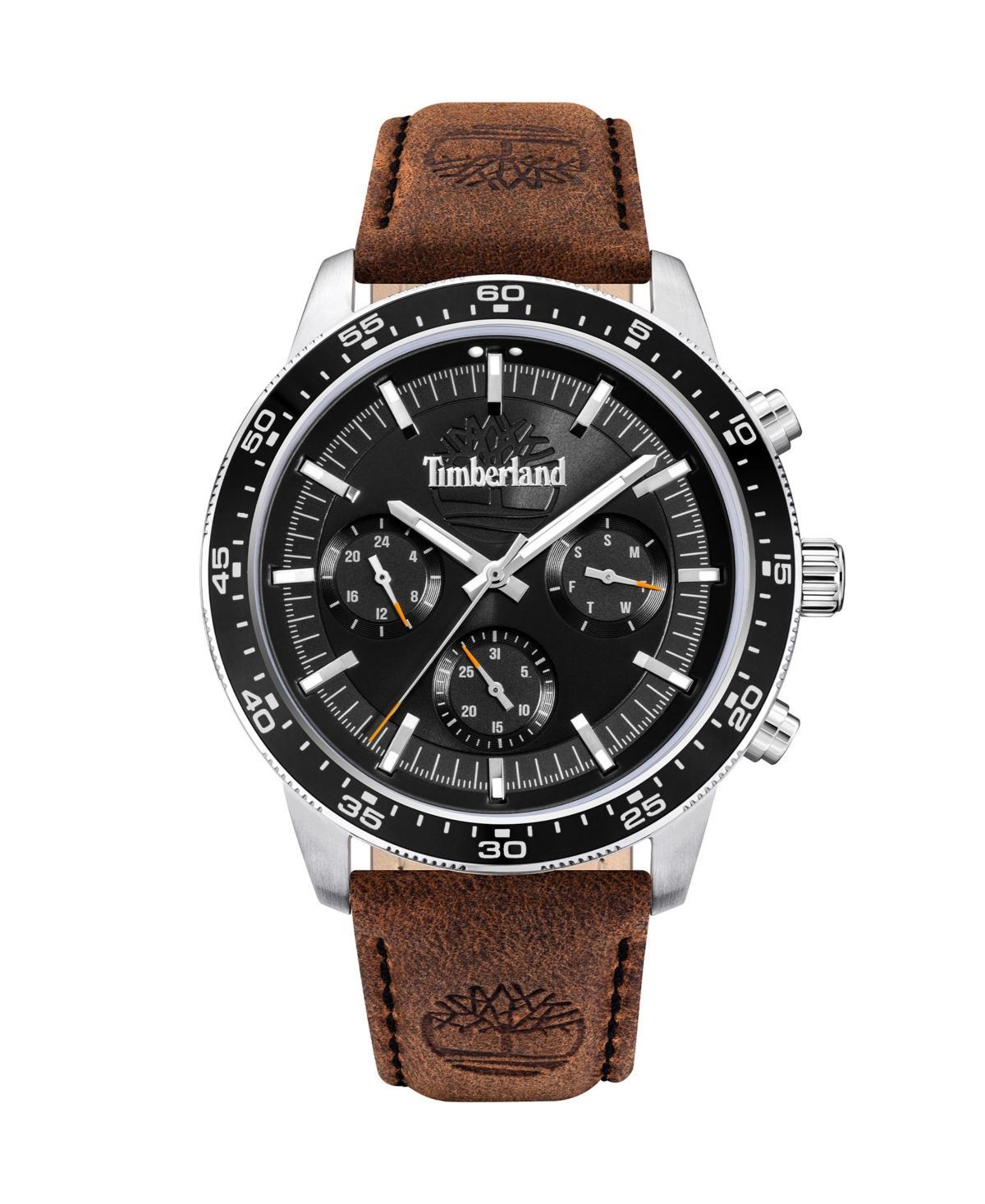 Timberland Mens Quartz Dark Brown Genuine Leather Strap Watch, 44mm - Dark Brown Product Image