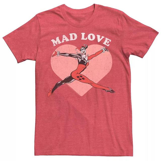 Mens Batman Harley Quin Mad Love Heart Logo Tee Red Grey Product Image