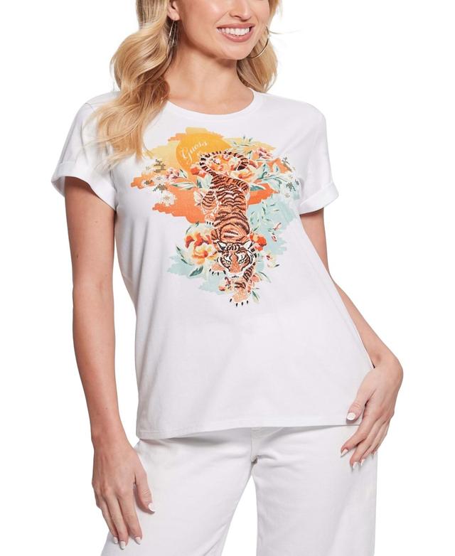 Guess Womens Crouching Tiger Cotton Short-Sleeve T-Shirt Product Image