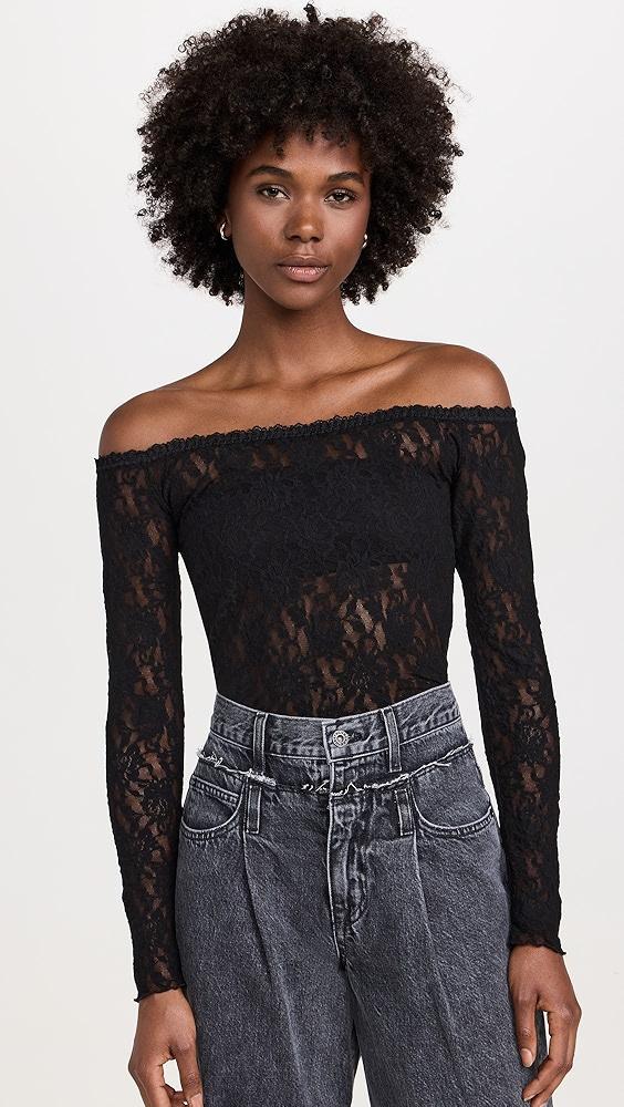 Hanky Panky Sig Lace Off Shoulder Long Sleeve Top | Shopbop product image