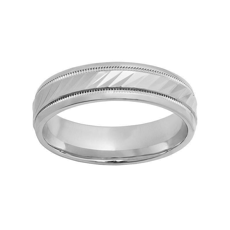 Sterling Silver Wave Wedding Band - Men, Mens Grey Product Image