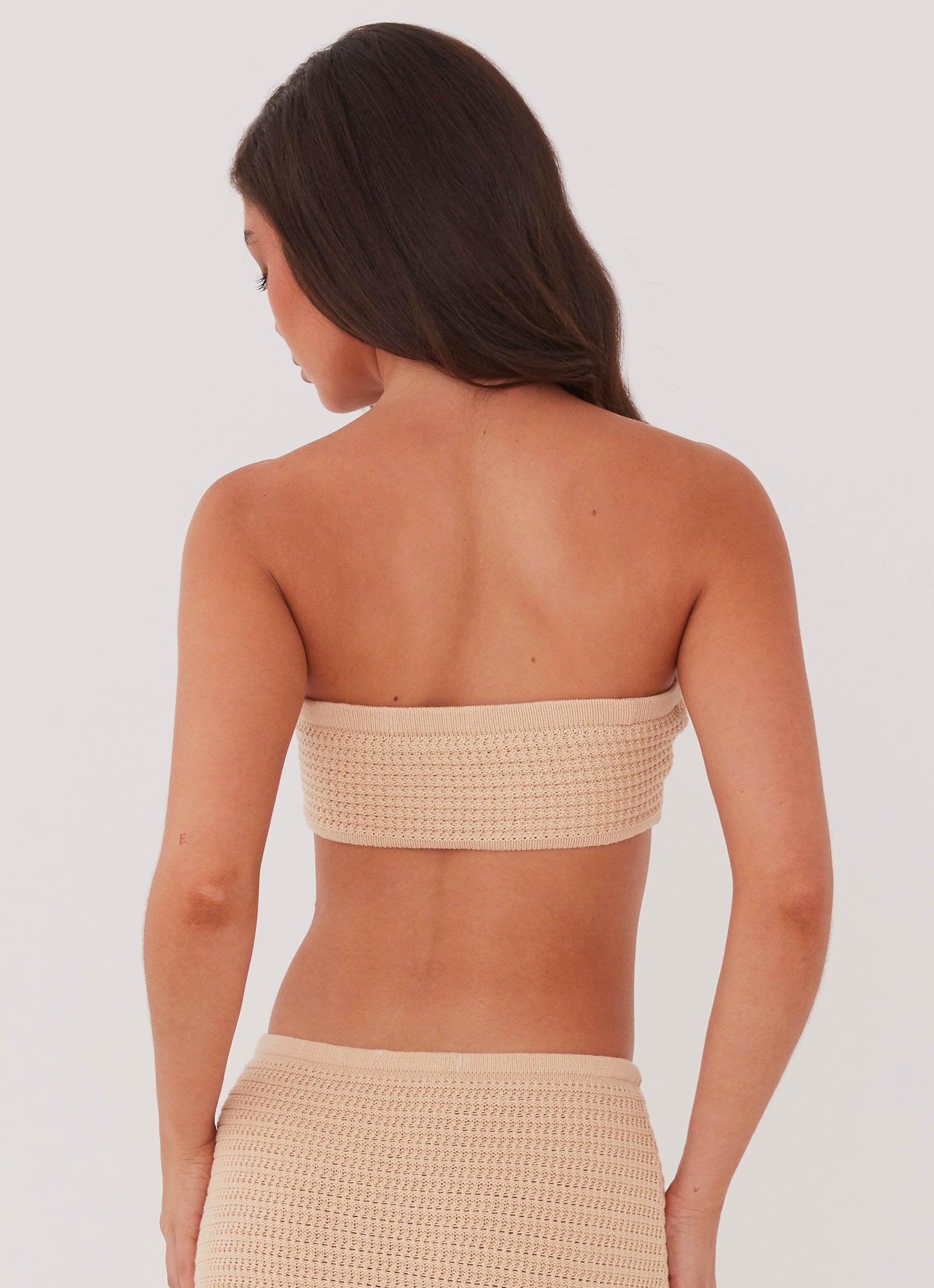 Emaline Knit Bandeau Top - Beige Product Image