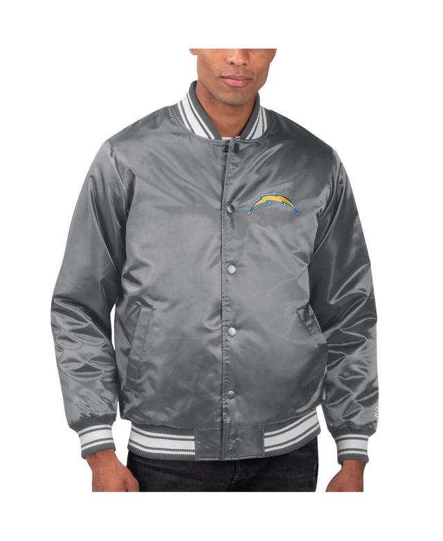 Mens Starter Gray Los Angeles Chargers Locker Room Satin Varsity Full-Snap Jacket Product Image