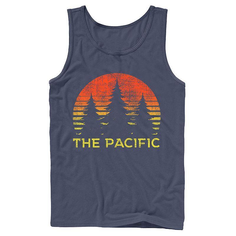 Mens The Pacific Trees Sunset Circle Sketch Tank Top Blue Product Image