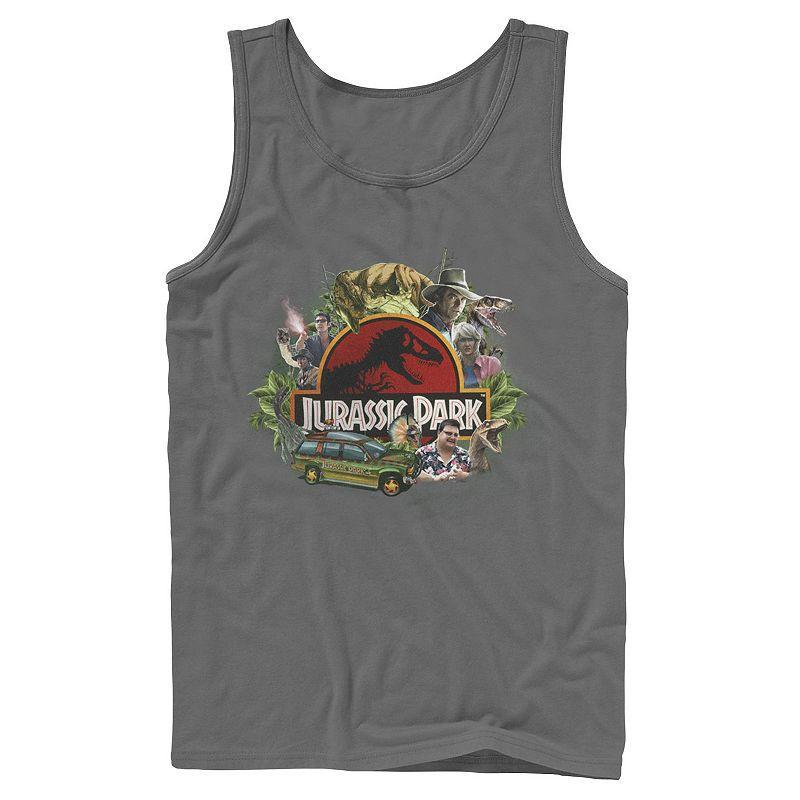 Mens Jurassic Park Character Collage Logo Tank Top Blue Product Image