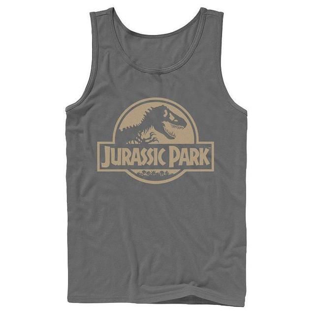 Mens Jurassic Park Beige Flat Movie Logo Tank Top Grey Product Image