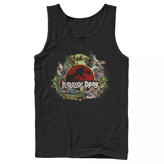 Mens Jurassic Park Character Collage Logo Tank Top Black Product Image