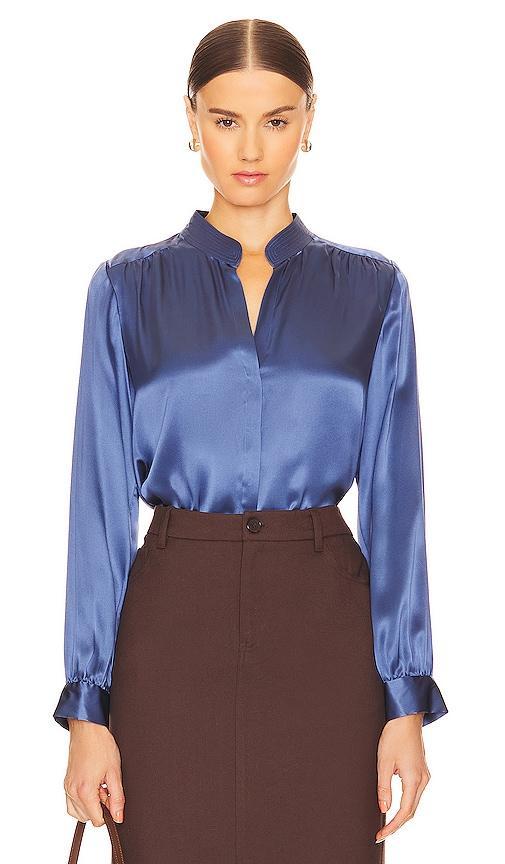 LAgence Bianca Silk Banded Collar Blouse Product Image