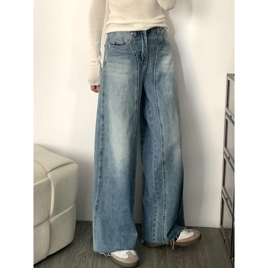 High Waist Washed Wide Leg Jeans product image