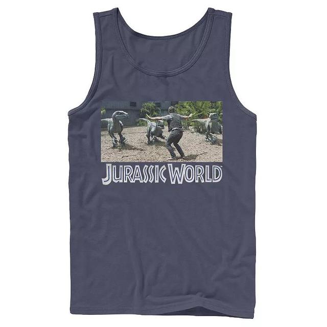 Mens Jurassic World Owen Raptor Pack Trainer Graphic Tank Top Blue Product Image