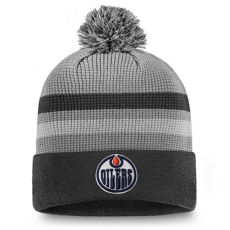 Mens Fanatics Gray Edmonton Oilers Authentic Pro Home Ice Cuffed Knit Hat with Pom Product Image