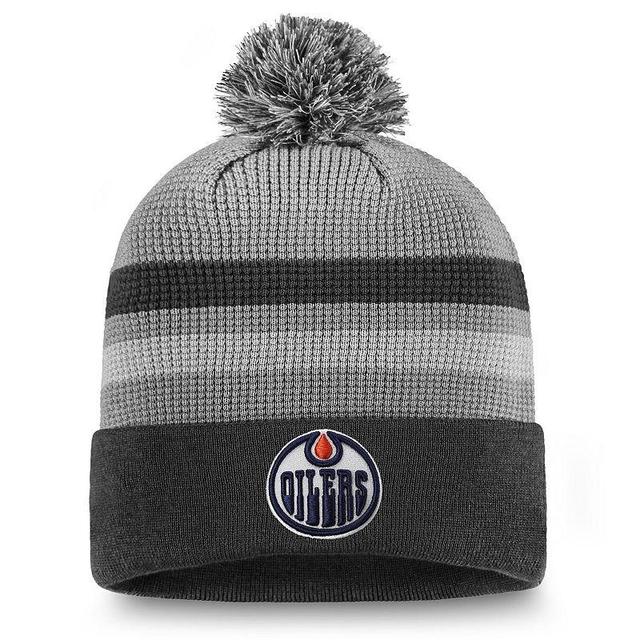 Mens Fanatics Gray Edmonton Oilers Authentic Pro Home Ice Cuffed Knit Hat with Pom Product Image