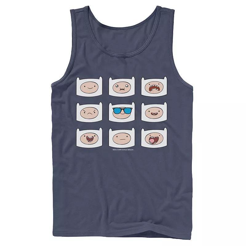 Mens Adventure Time Finns Many Faces Grid Tank Top Blue Product Image