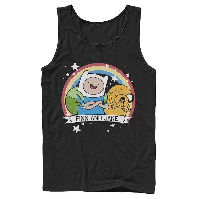 Mens Cartoon Network Adventure Time Finn & Jake Rainbow Banner Tank Top Product Image