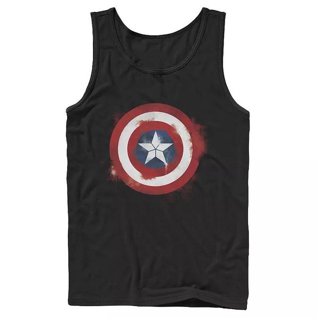 Mens Captain America Smudged Paint Shield Painting Graphic Tank Blue Product Image