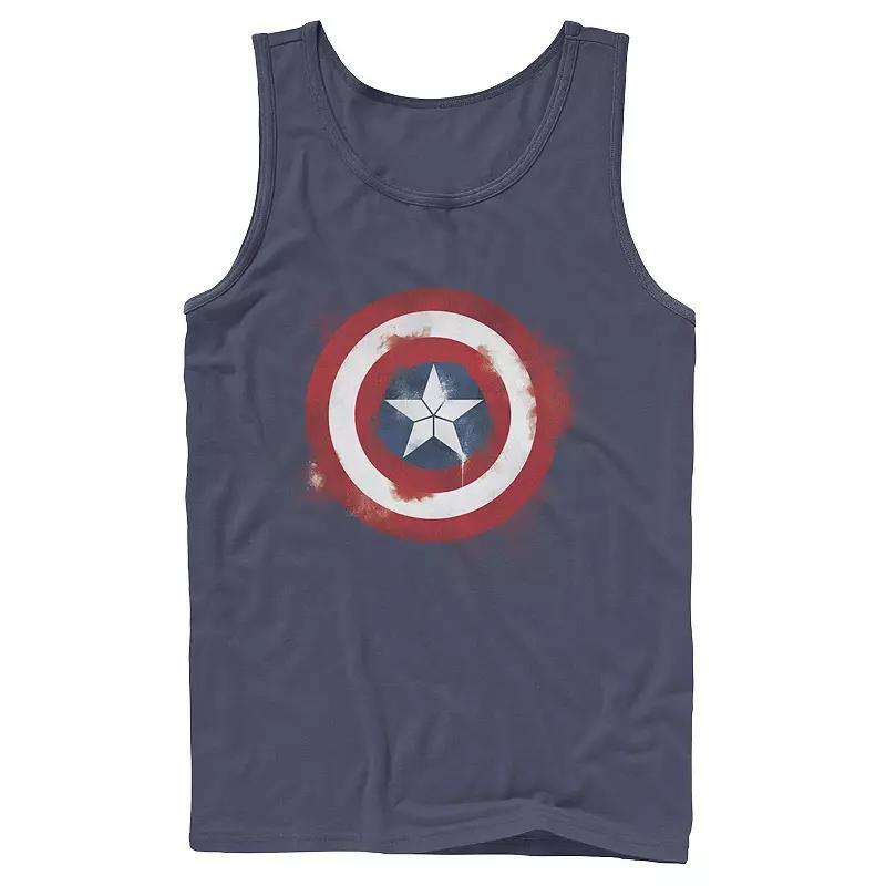 Mens Captain America Smudged Paint Shield Painting Graphic Tank Blue Product Image