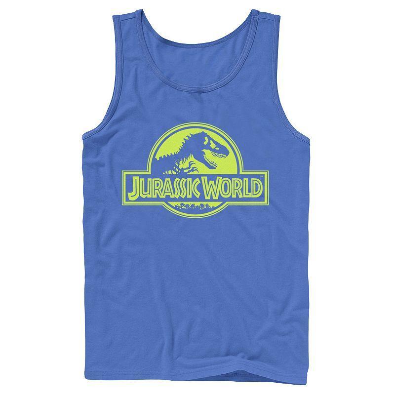 Mens Jurassic World Neon Logo Tank Top Grey Product Image