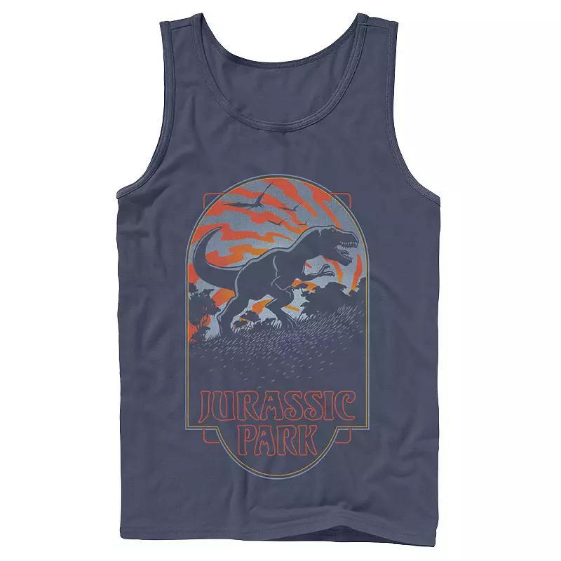 Mens Jurassic World Classic Retro T-Rex Logo Tank Med Blue Product Image