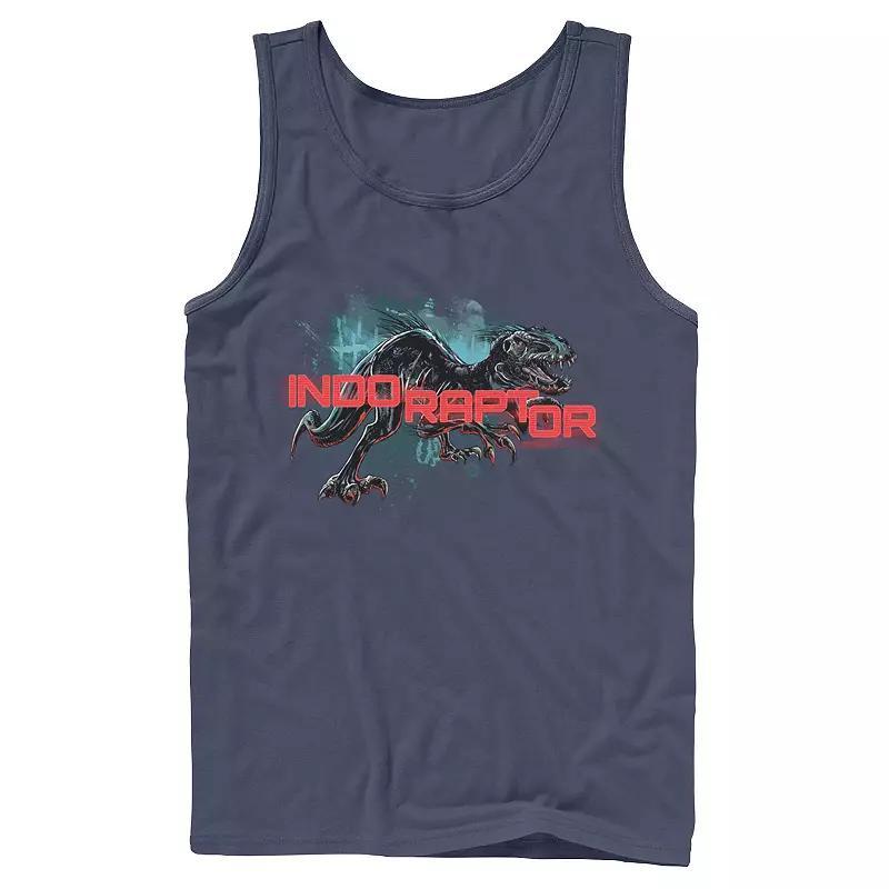 Mens Jurassic World Indo Raptor Splatter Portrait Tank Top Blue Product Image