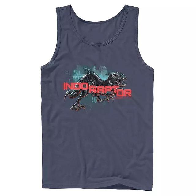 Mens Jurassic World Indo Raptor Splatter Portrait Tank Top Blue Product Image