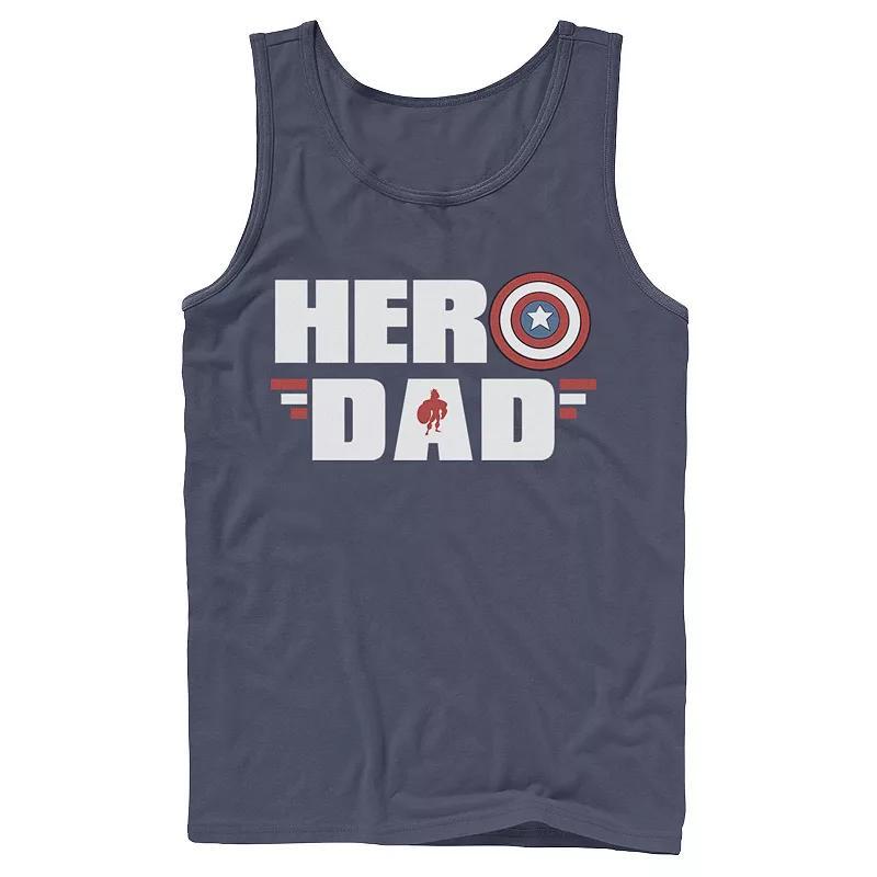 Mens Marvel Fathers Day Captain America Shield Hero Dad Logo Tank Top Blue Product Image