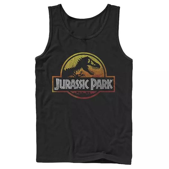 Mens Jurassic World Classic Retro T-Rex Logo Tank Top Blue Product Image