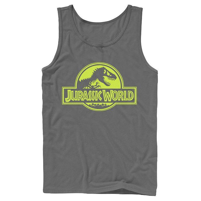 Mens Jurassic World Neon Logo Tank Top Grey Product Image