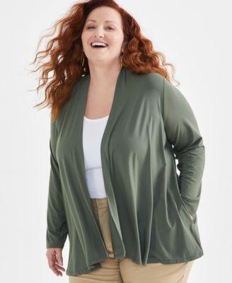 Style & Co Plus Size Open-Front Long-Sleeve Cardigan, Created for  Product Image