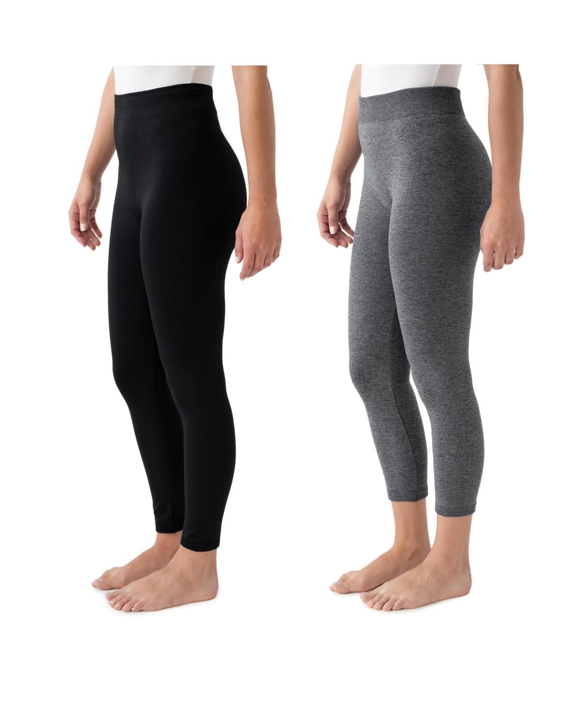 Muk Luks Womens 2 Pack of Leggings, Charcoal Black/black Product Image