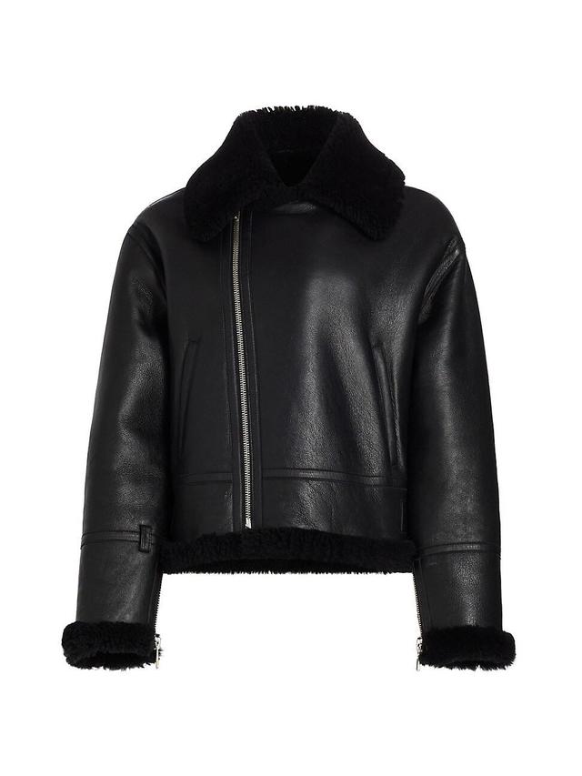 Womens Barthelemey Leather & Shearling Jacket Product Image