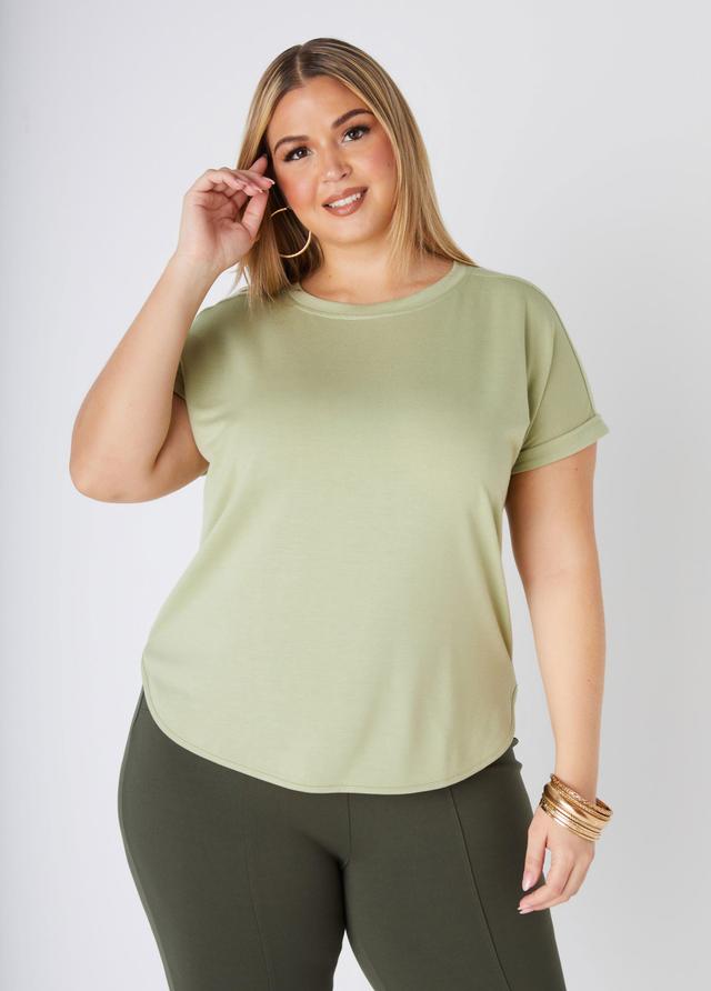 Plus Size Cuffed French Terry Tee, - Ashley Stewart Product Image