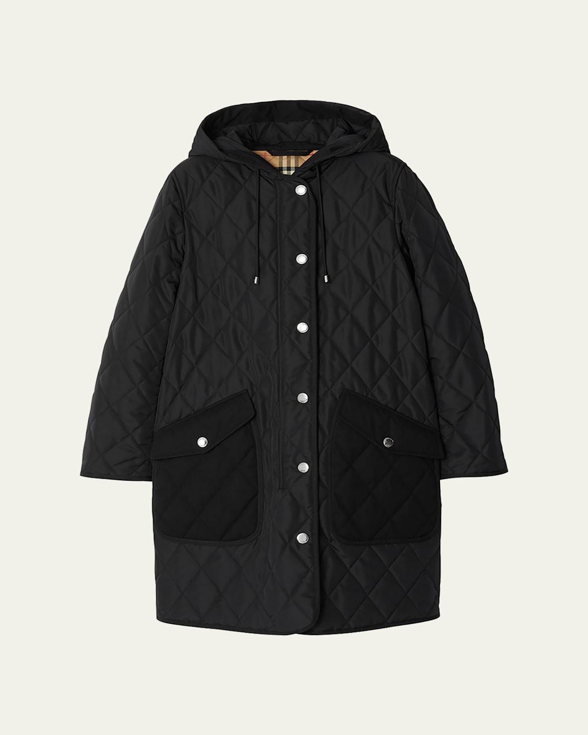 burberry Roxby Quilted Hooded Long Jacket Product Image