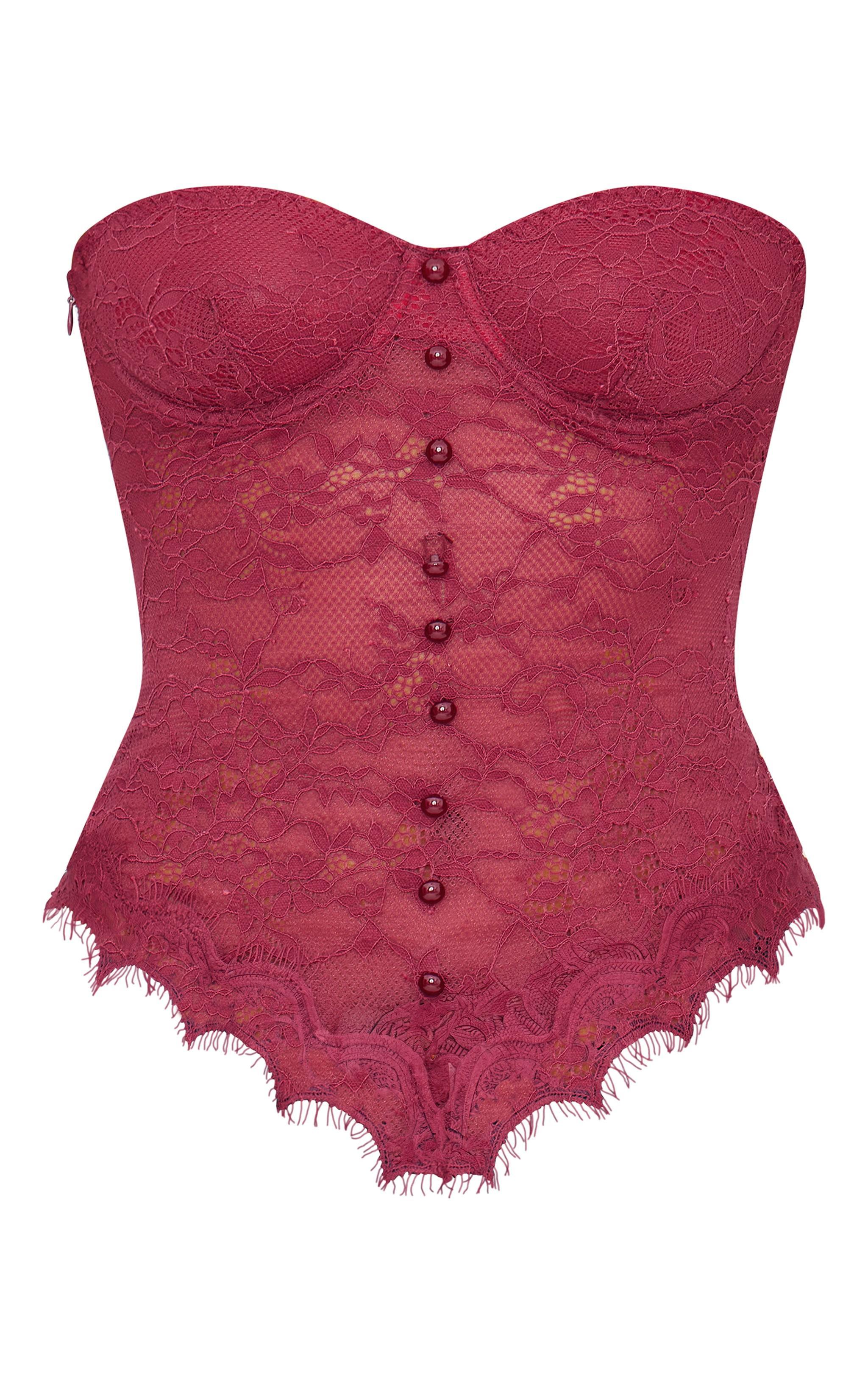 Burgundy Lace Bandeau Corset Product Image