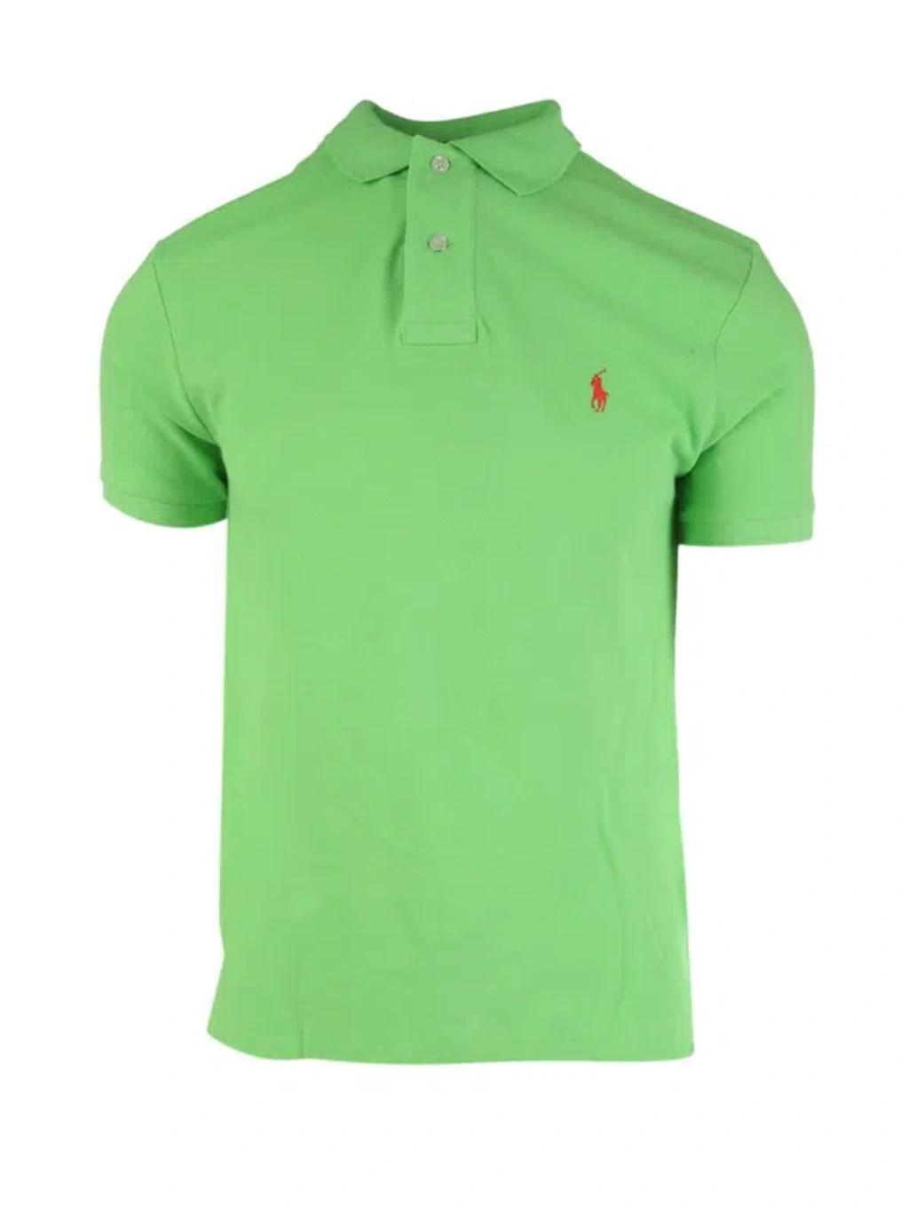 Mesh S/s Knit Polo Shirt In Green Product Image