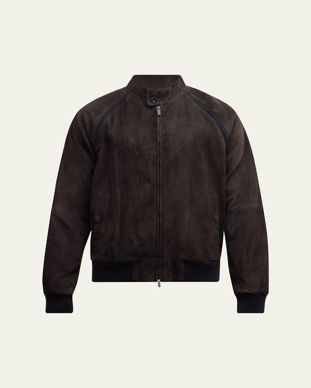 Mens Suede Full-Zip Bomber Jacket Product Image