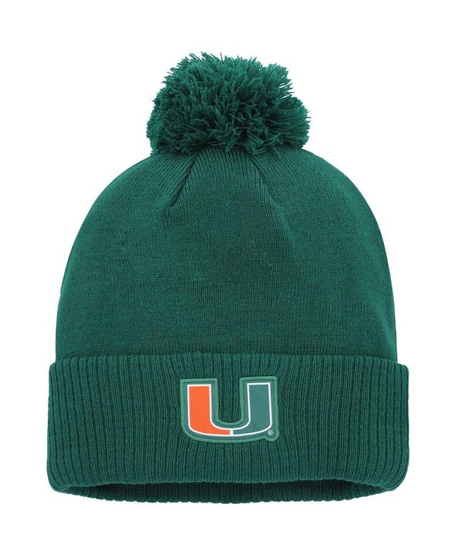 Mens adidas Green Miami Hurricanes 2023 Sideline Cold.rdy Cuffed Knit Hat with Pom Product Image