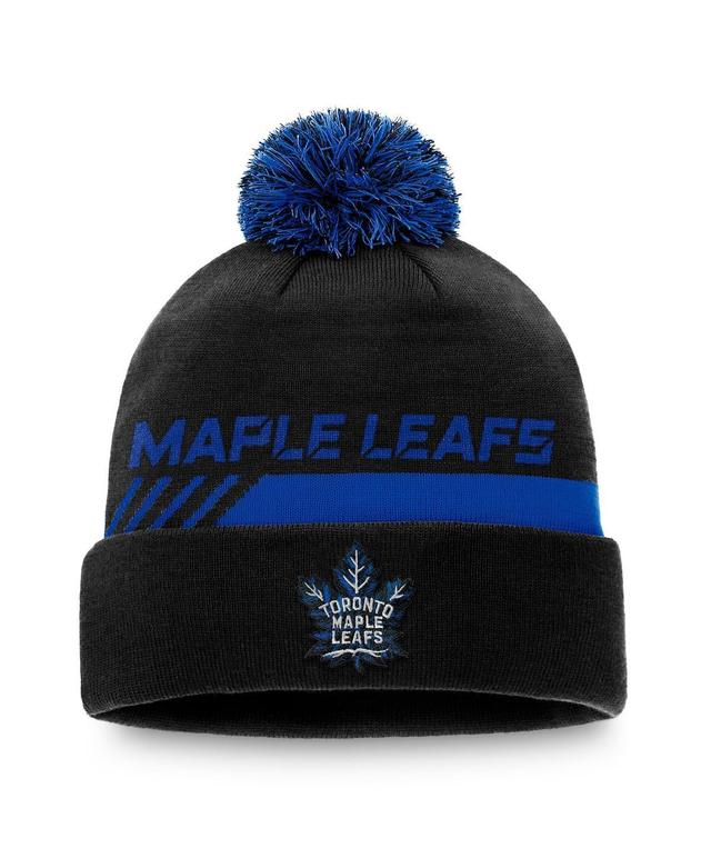 Mens Fanatics Branded Black Toronto Maple Leafs Authentic Pro Locker Room Alt Logo Cuffed Knit Hat with Pom Product Image